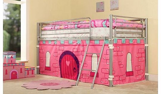 More4Homes KIDS PRINCESS METAL MID SLEEPER GIRLS CABIN BUNK BED TENT INCLUDED