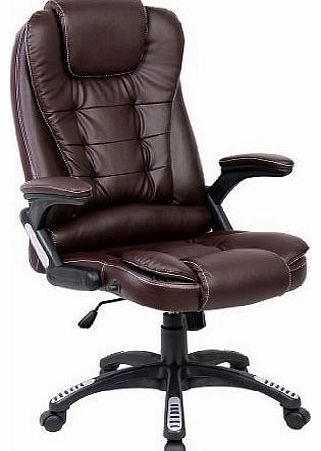 More4Homes RIO BROWN LUXURY RECLINING EXECUTIVE HIGH BACK OFFICE DESK CHAIR FAUX LEATHER SWIVEL