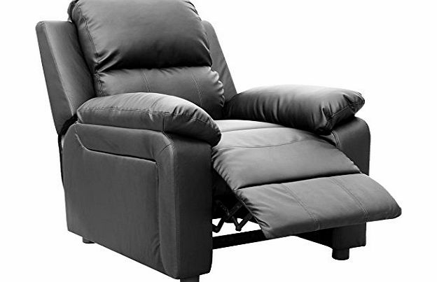More4Homes ULTIMO BLACK LEATHER RECLINER ARMCHAIR SOFA CHAIR RECLINING HOME LOUNGE