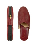 Amerigo - Burgundy Nappa Leather Travel Slippers w/Case