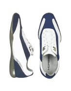 Arno - White and Blue Nubuk and Calfskin Sneaker Shoes