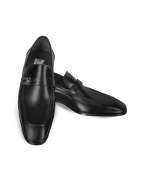 Moreschi Black Leather Loafer Shoes