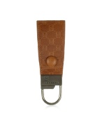 Brown Logo Stamped Leather Key Fob