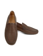 Moreschi Brown Perforated Leather Driving Shoes