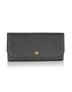 Dark Gray Leather Continental Wallet