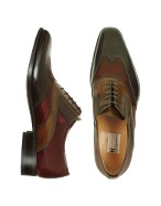 Destra - Three-tone Brown Calfskin Wingtip Oxford Shoes