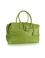 Green Calf Leather Duffel Travel Bag