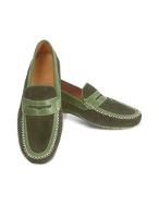 Moreschi Green Perforated Leather Driving Shoes