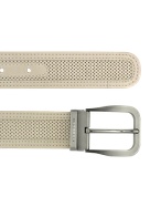 Mens Beige Perforated Leather Belt