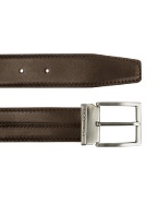 Orly - Dark Brown Central Stitched Calf Leather Belt