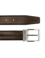 Moreschi Orly - Dark Brown Central Stitched Calf Leather Belt