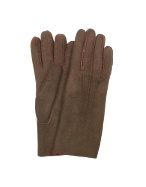 Moreschi Womens Dark Brown Sueded Lambskin Gloves