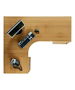 Corner Desktop with Under-Frame -Oak Finish