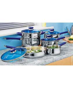 Morphy Richards 5 Piece Blue Stainless Steel Pan Set