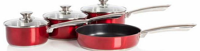 Morphy Richards Accents 4 Piece Pan Set - Red