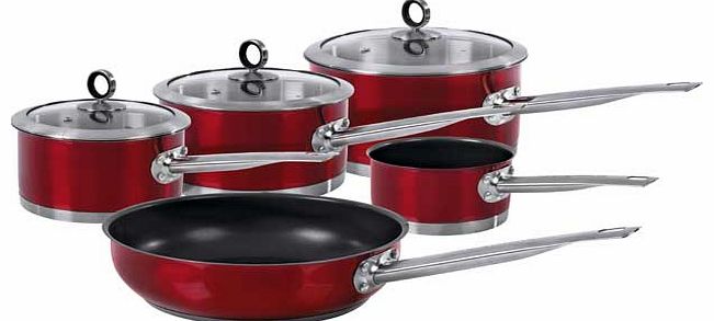 Morphy Richards Accents 5 Piece Pan Set - Red