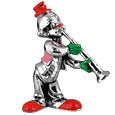 Hand Painted Silver Clown with Clarinet
