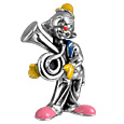 Morpier Firenze Hand Painted Silver Clown with Trombone