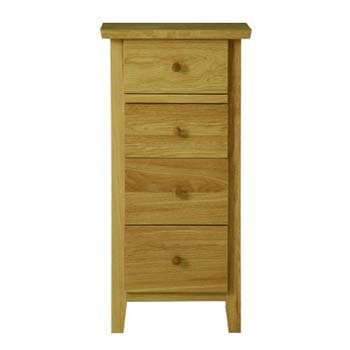 Morris Furniture Avenue Oak Narrow 4 Drawer Chest