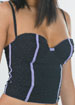 Black Mesh and Lilac underwired padded bustier