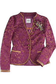 Brocade Blazer With Brooch