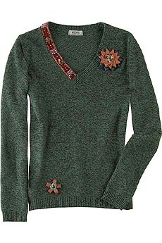 Wool bejeweled sweater