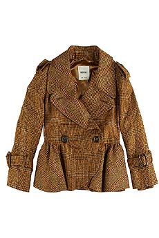 Cropped check trench capelet