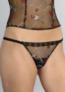 Embroidered Mesh thong