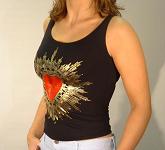 Ladies Moschino Black Lycra Vest Top with Red Loveheart