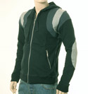 Mens Black Full Zip Hooded Sweatshirt with Grey Panels