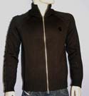 Mens Black High Neck Full Zip Knitted Sweater