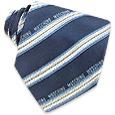 Navy Blue Logoed Stripes Woven Silk Tie