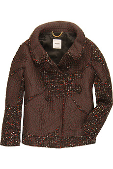 Satin applique tweed box jacket