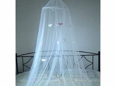 Mosquito Nets 4 U Bed Canopy/Mosquito Net with Pink Butterflies, White