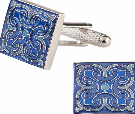 Moss 1851 Blue Tonal Tile Cufflinks