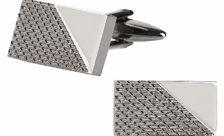 Moss 1851 Silver Diagonal Textured Cufflinks