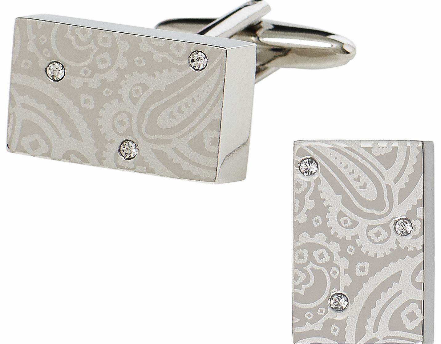 Moss 1851 Silver Paisley Etched Cufflinks