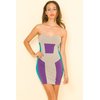 Motel Emma Strapless Dress in Grey, Violet and