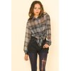 Laurel Tartan Chiffon Shirt in Grey Check