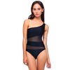 Motel Rocks Motel Amethyst One Shoulder Swimsuit in Black