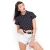 Motel Rocks Motel Andy Crop Blouse in Black Polka Dot
