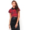 Motel Rocks Motel Andy Crop Blouse in Tartan Red