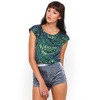 Motel Ava Cropped Sequin Top in Green