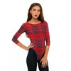 Motel Rocks Motel Belle Slash Neck Leotard in Tartan Red
