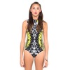 Motel Rocks Motel Bindi Open Back Leotard in Neon Scales