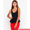 Motel Rocks Motel Boa Peplum Top in Black