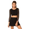 Motel Bonnie Long Sleeve Crop Top in Black Lace