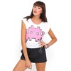 Motel Box Crop Invader Print T Shirt in White