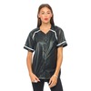Motel Rocks Motel Cassie Baseball Jersey in Black and White PU