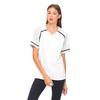Motel Rocks Motel Cassie Baseball Jersey in Cream and Black PU